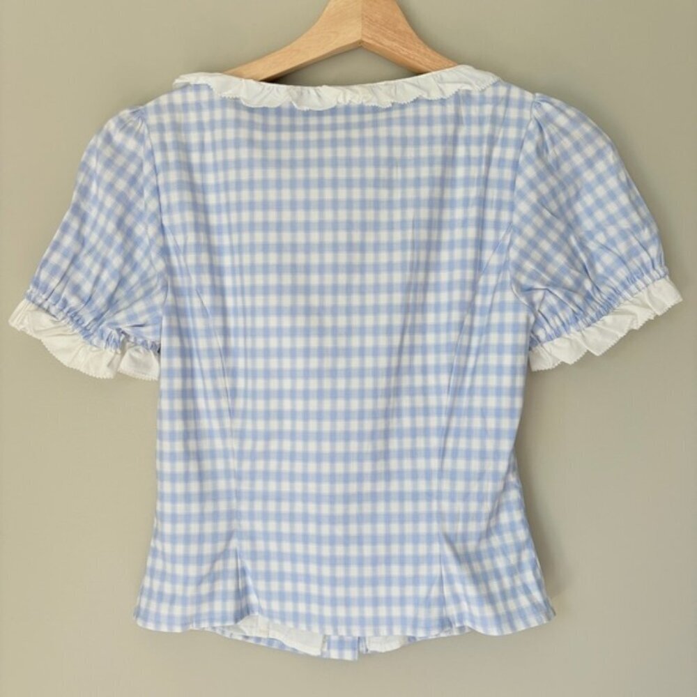 NEW Reformation Janell Two Piece Set Crystal Check Light Blue White | US 2 UK 6 - Picture 7 of 12